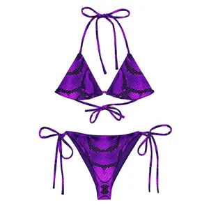 Snake Skin Bikini, Purple Snake String Bikini, Vibrant Animal Print Swimwear, Versatile Styling, Sizes 2XS-6XL, Reptile Two Piece Swimsuit
