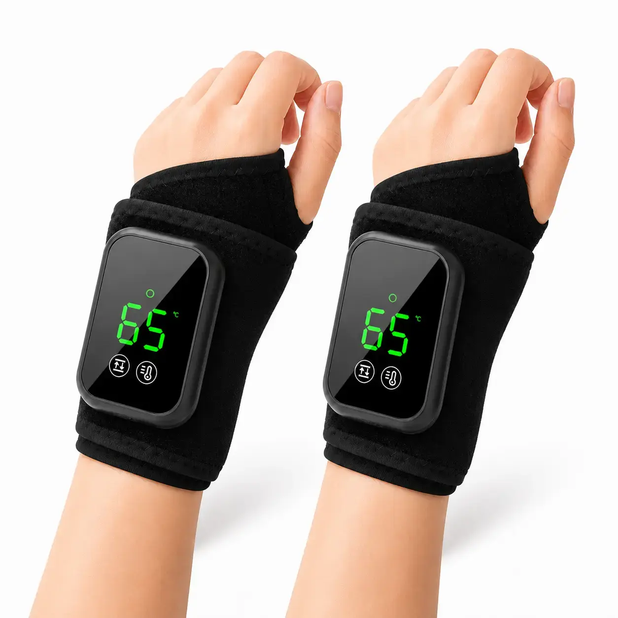 Hand Massager Wrist EMS Pulse Therapy Device for Carpal Tunnel & Arthritis Relief 3 vibration levels and 5 temperature settings with Microcurrent for Hands & Wrist Portable Therapy Gift for Men Women adjustable strength touchscreen control