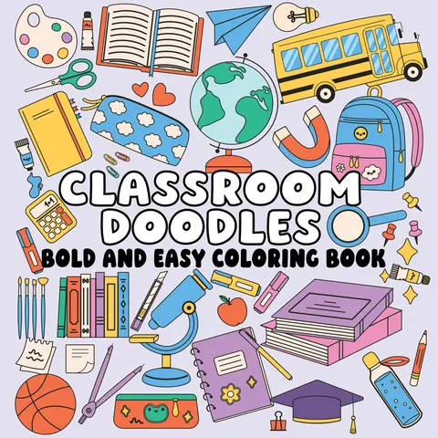 Page Publications Bold & Easy Stress-Free Kids' Coloring Book - Paperback English Children's Activity Book, Thick Bold Outlines, Quiet Time Fun, Cool Gifts for Kids, Compatible with Colored Markers, Crayons, Art Marker Pen