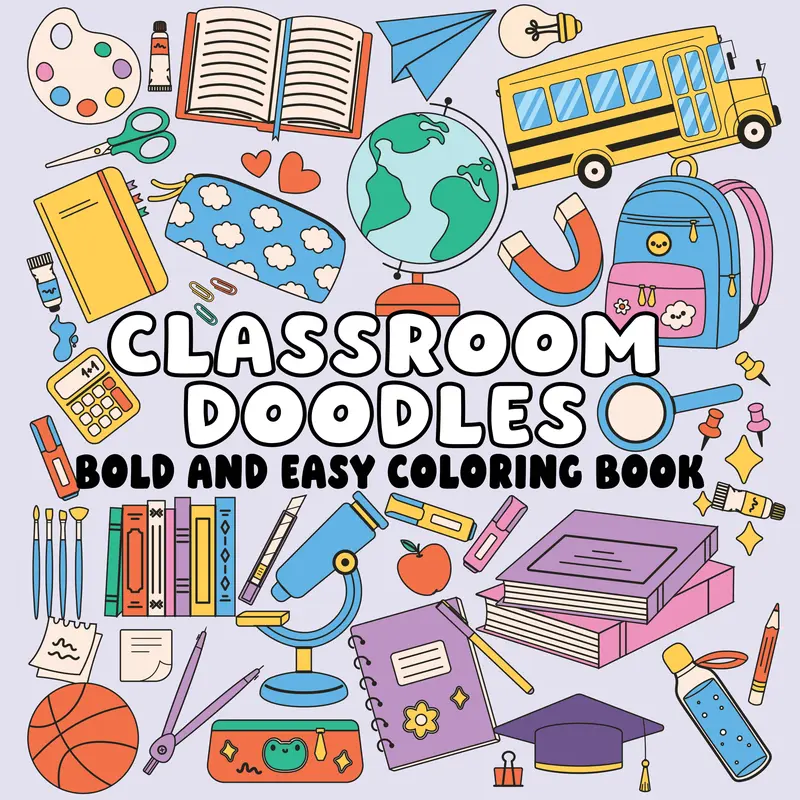 Page Publications Bold & Easy Stress-Free Kids' Coloring Book - Paperback English Children's Activity Book, Thick Bold Outlines, Quiet Time Fun, Cool Gifts for Kids, Compatible with Colored Markers, Crayons, Art Marker Pen