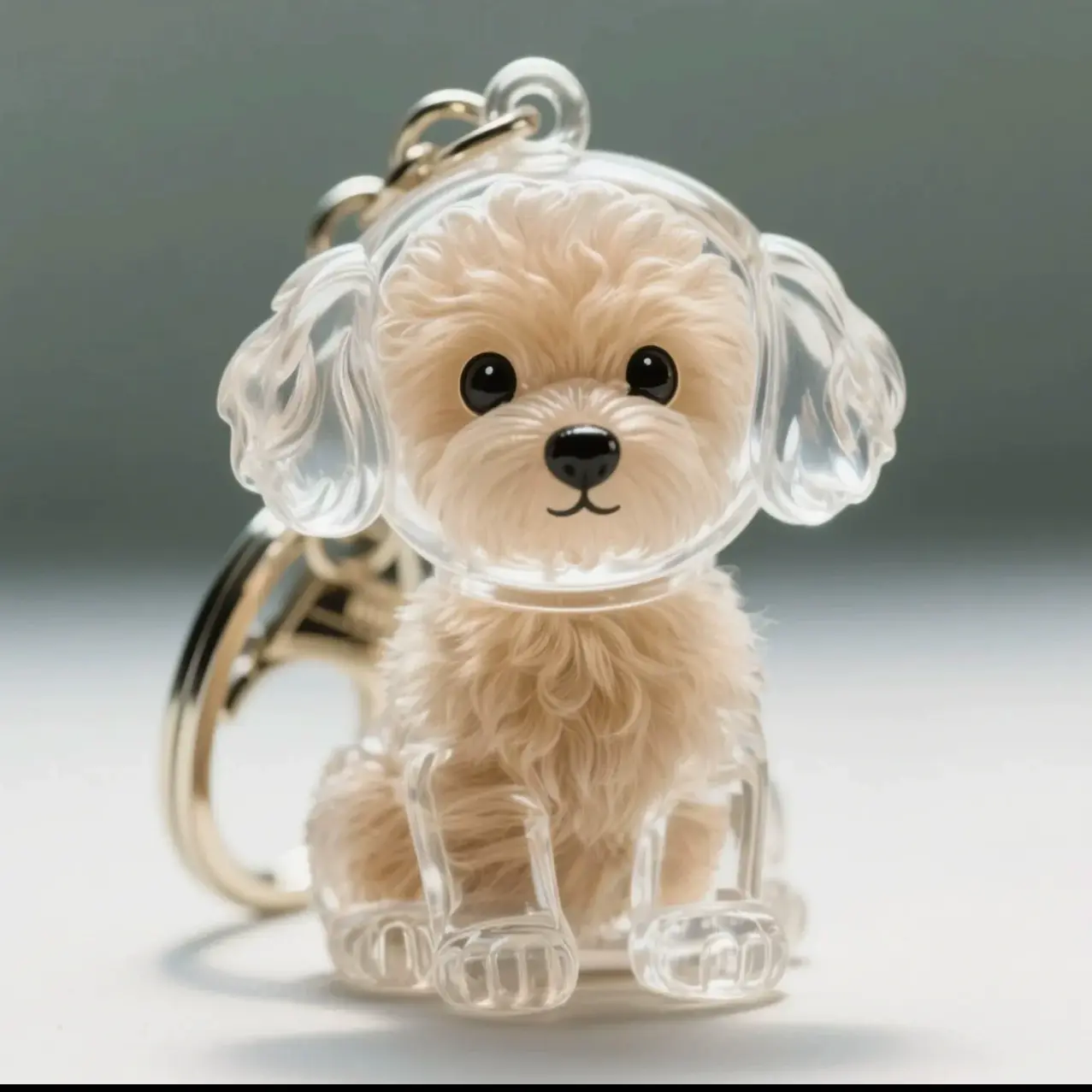 Dog Lovers' 2-Piece Acrylic Animal Dog Hair Storage Keychain Accessory, Cute Cartoon Capsule Pet Fur Hanging Decoration, DIY Key Rings for Car Keys Everyday Use, Animals