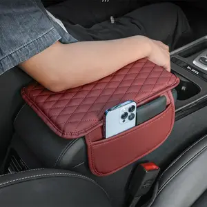 1pc Premium PU Leather Car Armrest Pad with Handy Storage Bag - Ultimate Comfort and Convenience, Universal Fit for All Car Models, Ideal for All Seas