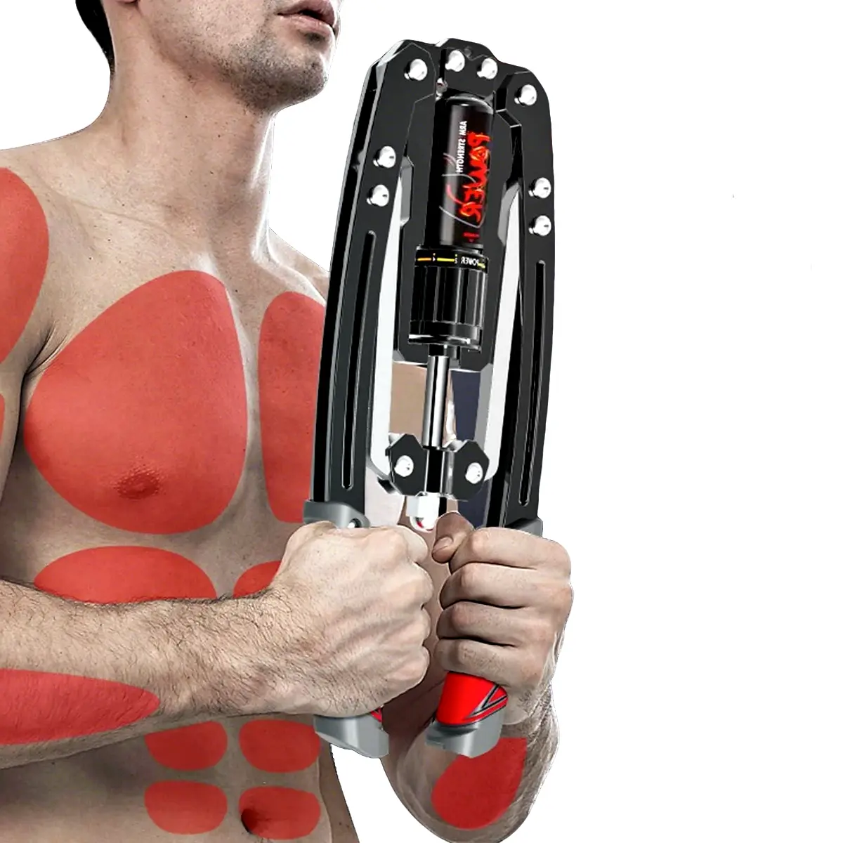 Heavy-Duty Hydraulic Chest Trainer and Arm Workout Machine, Safe Adjustable Resistance Equipment for Home Gym Strength Training, Chest Workout Gym