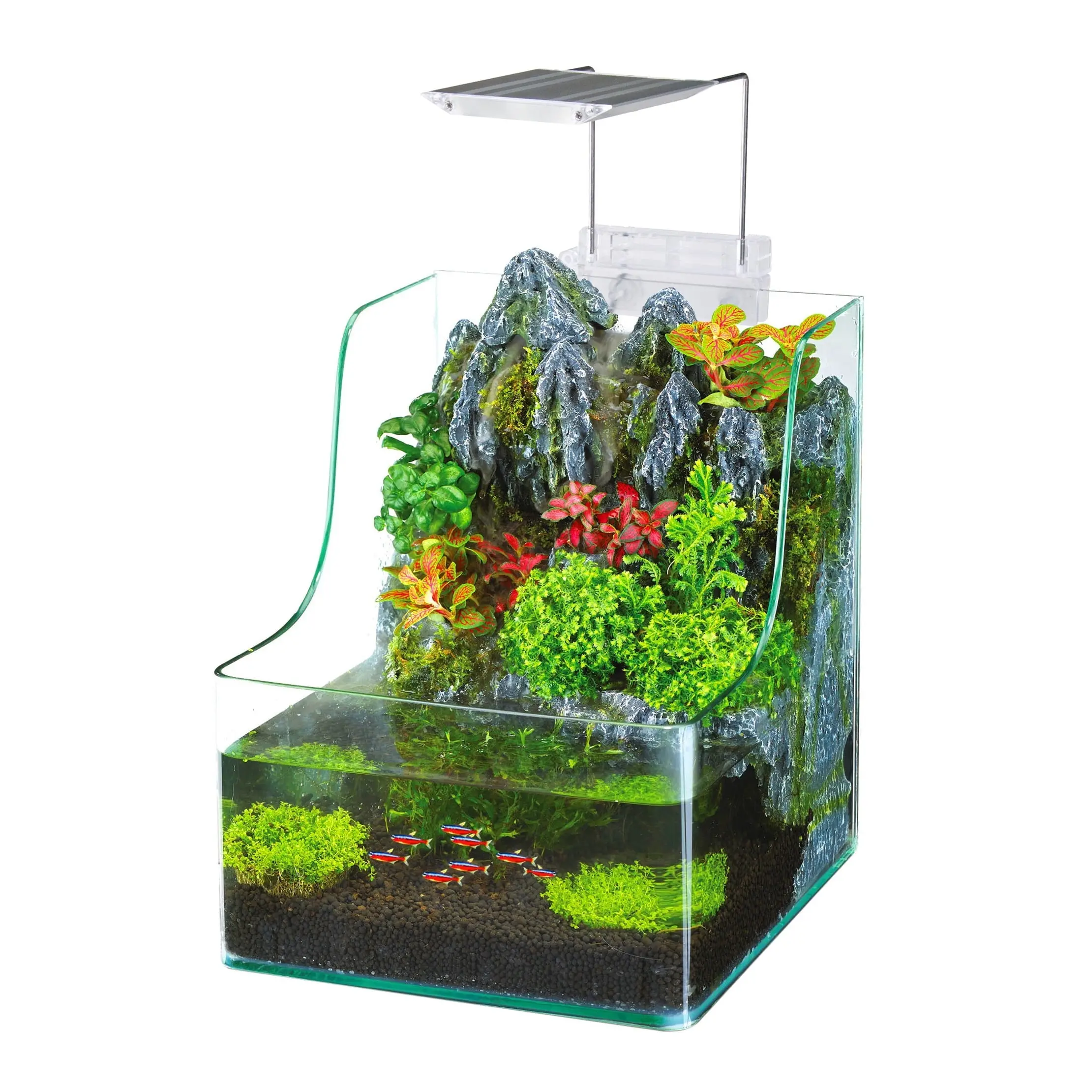 Penn-Plax Aqua Terrarium Planting Tank  185 Gallon Glass Aquarium for Live Plants & Fish  Waterfall LED Grow Light & Hidden Filter