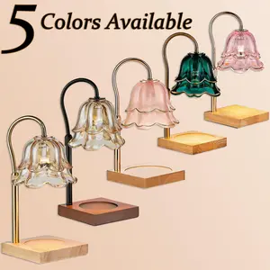 Safe Flameless Candle Warmer Lamp Dimmable Timer Function Tulip Candle Warmer Height Adjustable Solid Wood Base For Kids Room Pet Friendly Home
