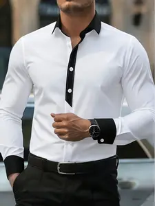 Men's Formal Shirt Cs1070, Classic Collar Business Shirt, Office and Party Wear, Fashion Button Front, Button Up Shirt, Durable Structure