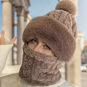 Hat Head Cover One-Piece Hat Fleece Lined Thickened Windproof Warm Winter Cycling Cap, Multifunctional Skull Caps, Unisex Fashionable Daily Wear Accessory