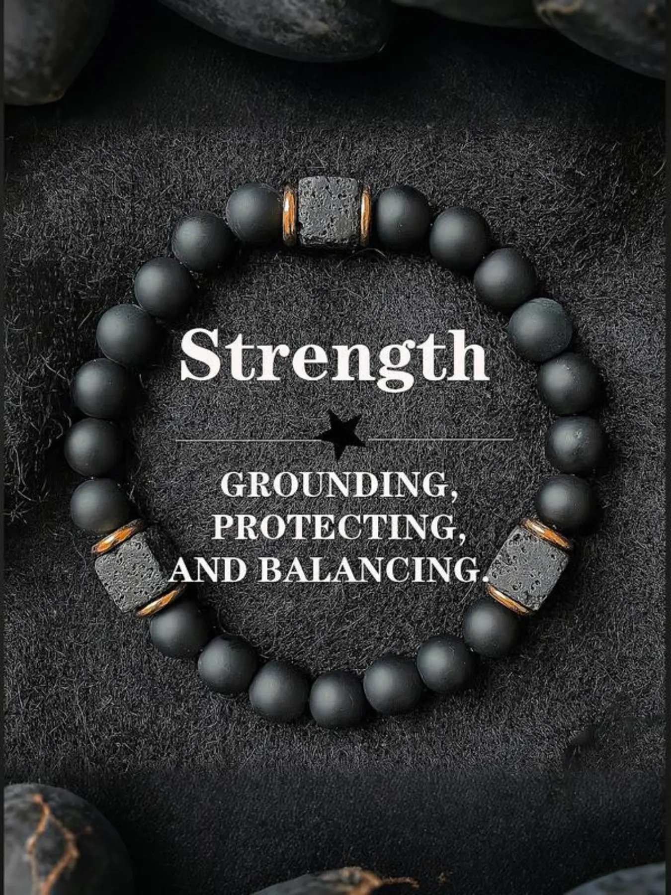 Matte Finish Agate Obsidian Bracelet, 8mm Root Chakra Stone, Men's Energy Jewelry, Protecting, Balancing, Grounding and Strength, Premium Bracelet, Boost Confidence & Stability