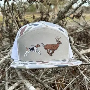 [BUY 2 FOR 1 PRICE] Deer Hunting Dog Embroidered Camo Trucker Hat Whitetail Hunting Mesh Snapback