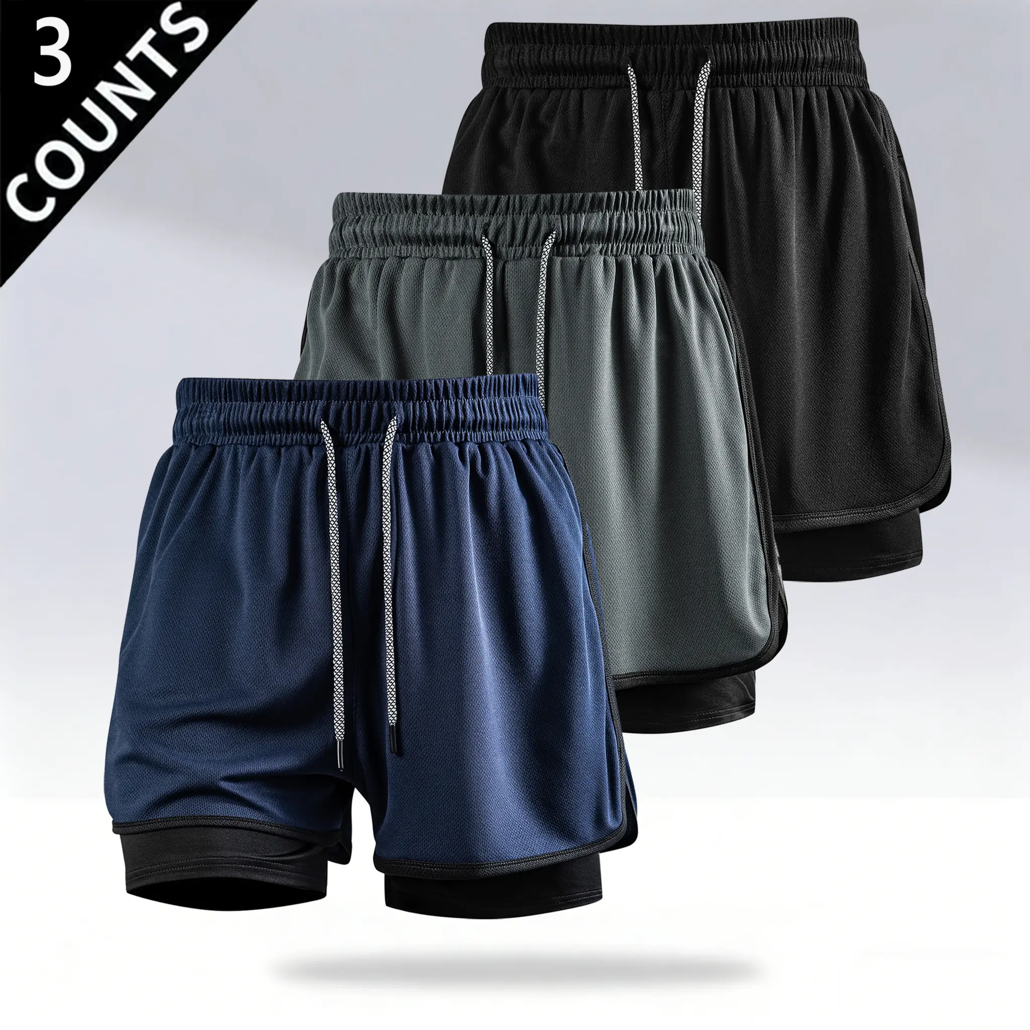 3-Pack: Black + Dark Gray + Navy Blue