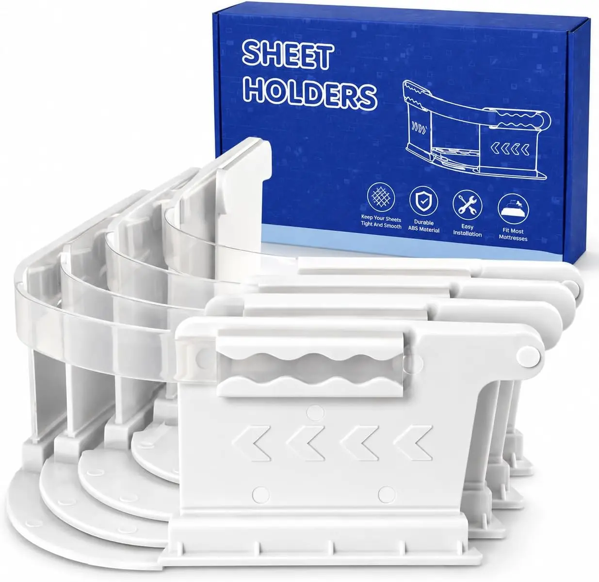 Bed Sheet Holders for Corners Lock Sheet Holders Set of 4 360° Grip
