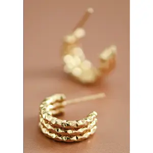 Gold Textured Huggie Earrings