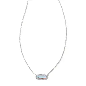 Kendra Scott Eva Dichroic Glass Rhodium Over Brass Pendant Necklace - Silver: Lobster Claw Clasp 19" Length