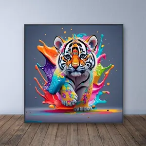 Tiger Pattern DIY Diamond Arts Colorful Painting Kit without Frame, DIY 5D Diamond Arts Colorful Painting Kit, Wall Art Decor for Home Living Room Bedroom