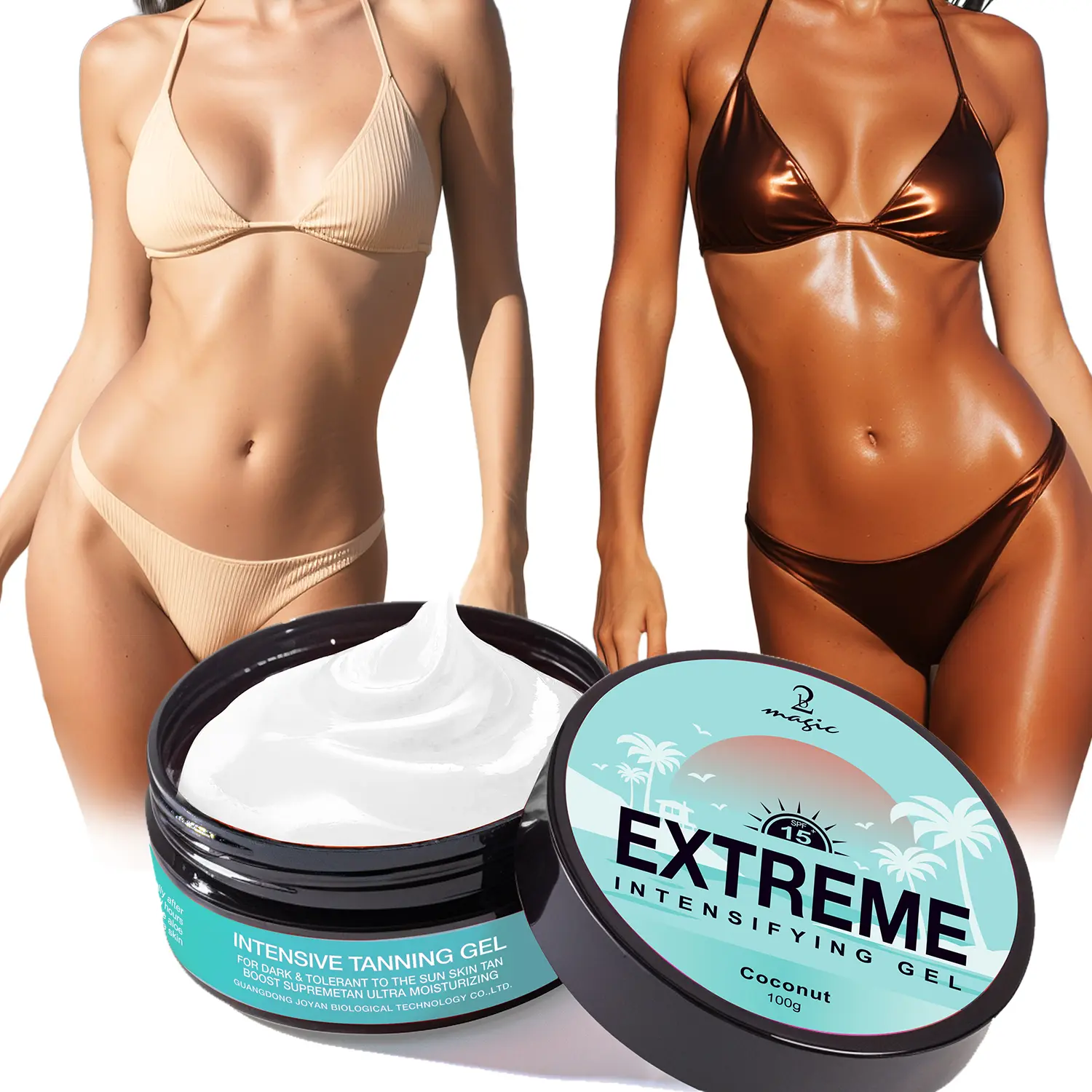2Bmagic Coconut Extreme Intensifying Gel Self Tanner 100g - Adults' Body Care Accelerator Tanning Lotion with Olive Oil, Watermelon Oil, Brightening, Nourishing, Radiant, Water Resistant, Cruelty Free Premium Safe Ingredients for Bronzy Glow, Olive + Wate