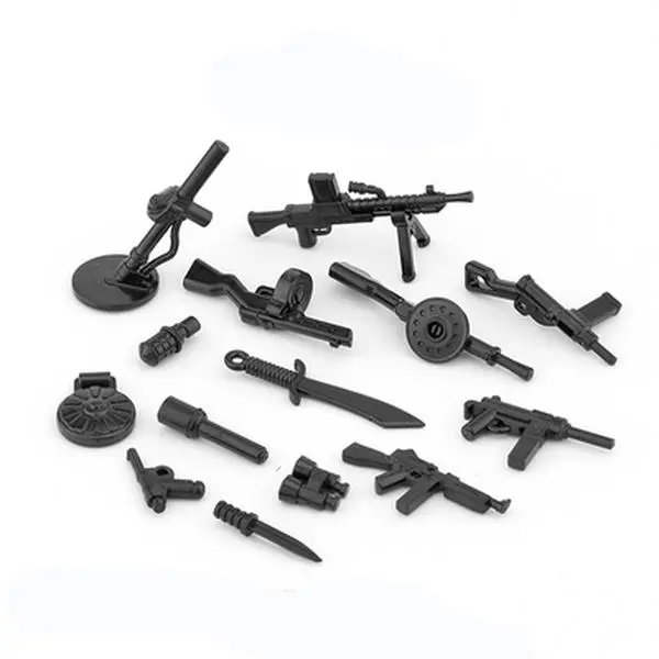 WW2 Building Blocks Action Anime Figures Adults Children Gifts Toys Weapons Box Guns Squatting Leg Funny Expression Backpack MOC