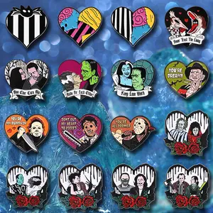 16PCS Gothic heart-shaped series pins, metal badges, multifunctional clothing accessories, holiday accessories, suitable for men and women's daily wear, exquisite gifts, the perfect choice for gifting