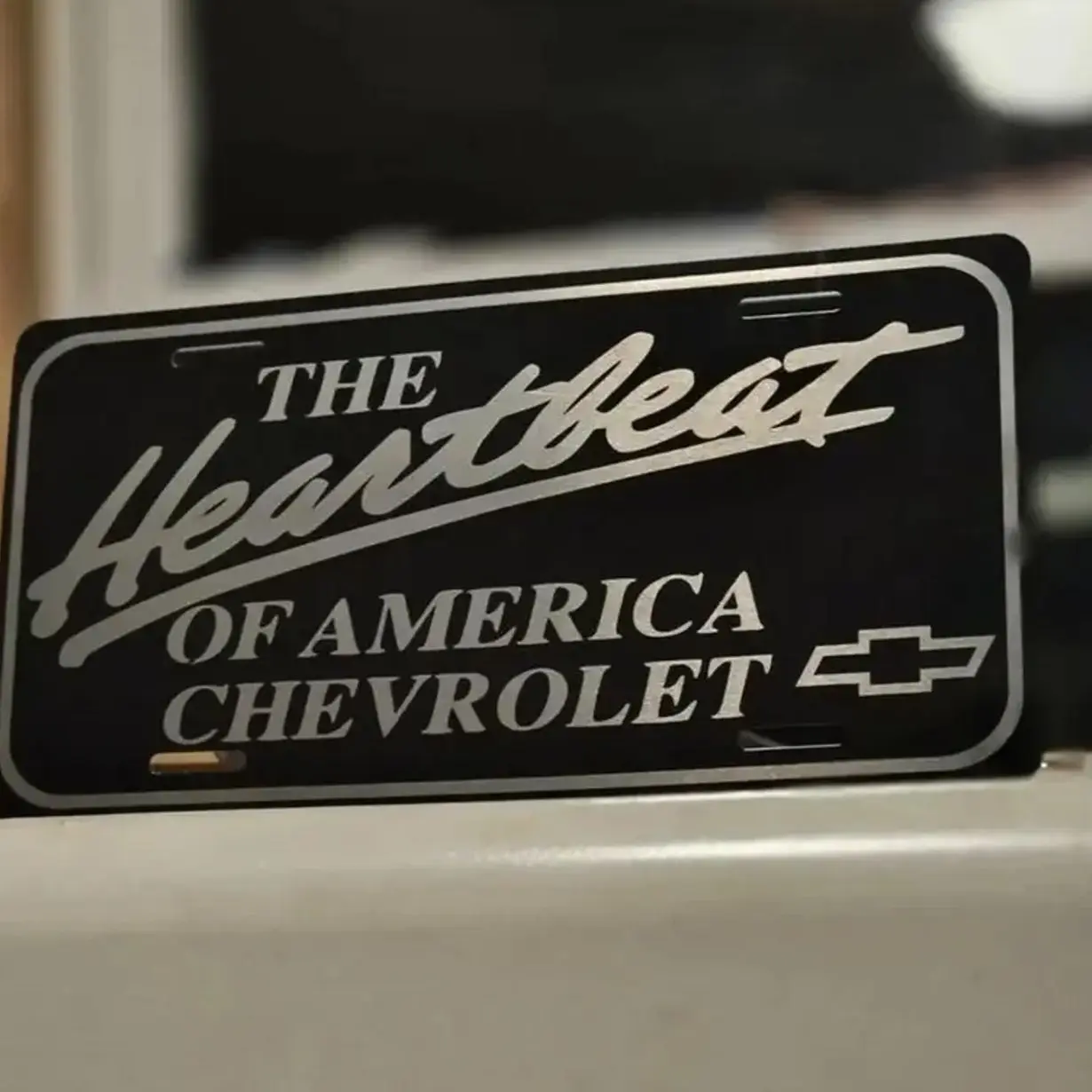 Heartbeat Of America License Plate in Old School Bottomland Camo White Black Americas H license Plate