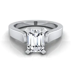 The Charlotte Solitaire Engagement Ring Setting for Emerald Cut Diamonds in Platinum