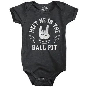 Meet Me In The Ball Pit Baby Bodysuit Funny Sarcastic Metal Music Graphic Jumper for Infants Funny Baby Onesies Sarcastic Clothes for Baby Funny Music Onesie Novelty Onesie Black -