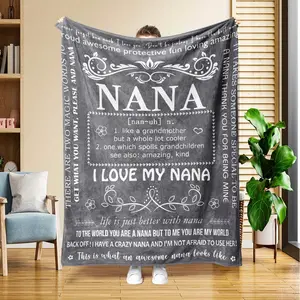1pc Purple Flannel Blanket with I Love My Nana Print, Soft & Cozy, Machine Washable, Ideal Gift for Grandma, Christmas, Home or Travel, 280GSM