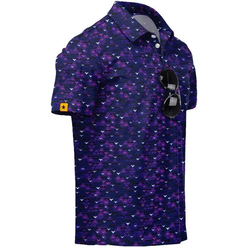 ZITY Men's Golf Shirts Short Sleeve Moisture Wicking Performance Print Patterns Casual Collared Golf Polo Shirt for Men Breathable Casual Classic Day Fabric Golf Menswear Outdoor Print,clothes for back to school,first day of school outfits