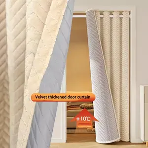 Winter Warmth Insulated Thick Cotton Door Curtain, Bedroom Soundproof Partition Drapes, Modern Minimalist American Style Room Decor Curtain 1pc, Thermal Insulated Curtain