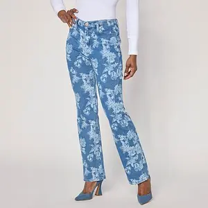 DG2 by Diane Gilman Printed Stretch Denim Bootcut