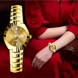 Women's Watch Luxury Rhinestone Quartz Watch Golden Fashion Analog Calendar Wrist Watch Date Watch jewelry set undefined Unisex Cuban Link Chain Set polki Cartoon Santa Claus Jewelry Set Christmas Bell Jewelry Set for Women