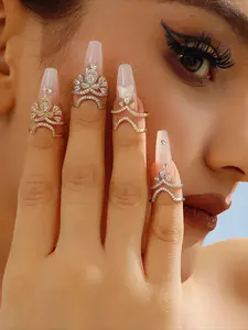 Women's Elegant Artificial Zirconia Decorated Ring, Exquisite Trendy Ring, Fashionable Jewelry for Women As Gift, Stackable Rings