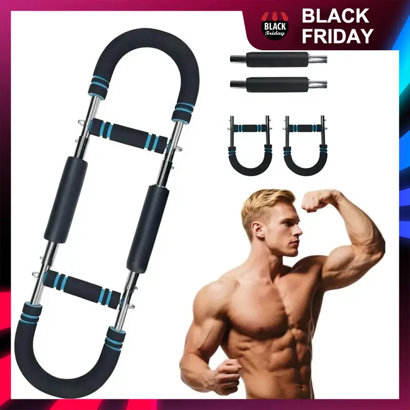 60-90LBS Adjustable Arm & Chest Muscle Trainer for Men - Detachable Stainless Steel Fitness Tool with Blue Grips Ideal for Beginners and Enthusiasts Strength Training Accessory Comfortable Grips Gym Accessories,Gift for Christmas,New Year