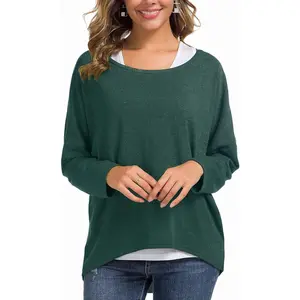 Women's Oversized Baggy Tops Loose Fitting Pullover Casual Blouse Sweater Batwing Sleeve