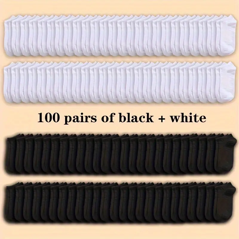 Women's Plain Low-Top Casual Socks - 100 Pairs, Solid-Color, Deodorant, Sweat-Absorbing, Lightweight Thin, Breathable Socks for Women, Summer Daily & Outdoor Wear