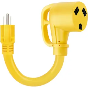 30 Amp to 110V Adapter RV Plug, 15A Male to 30A Female RV Power Adapter, NEMA 5-15P to TT-30R Heavy Duty Dogbone Electrical Adapter Cord, 12 Inch for RV Trailer