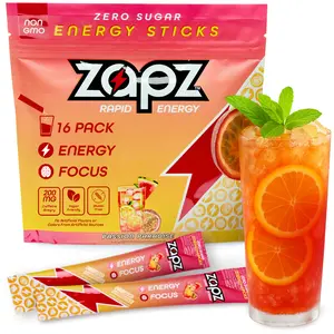 ZAPZ Energy Drink Powder Mix – Passion Paradise. (16-Pack) | 200mg Caffeine | Zero Sugar Drink Mix | Focus Support | 5 Calories | Vegan, Gluten Free, Loaded with B-Vitamins | Sports Beverage