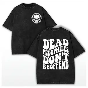 💀 Retro Unisex Dead Pedophiles Don’t Reoffend Washed Cotton Shirt, Protective Parent Shirt We Love Our Kids Skull Justice Graphic Tee