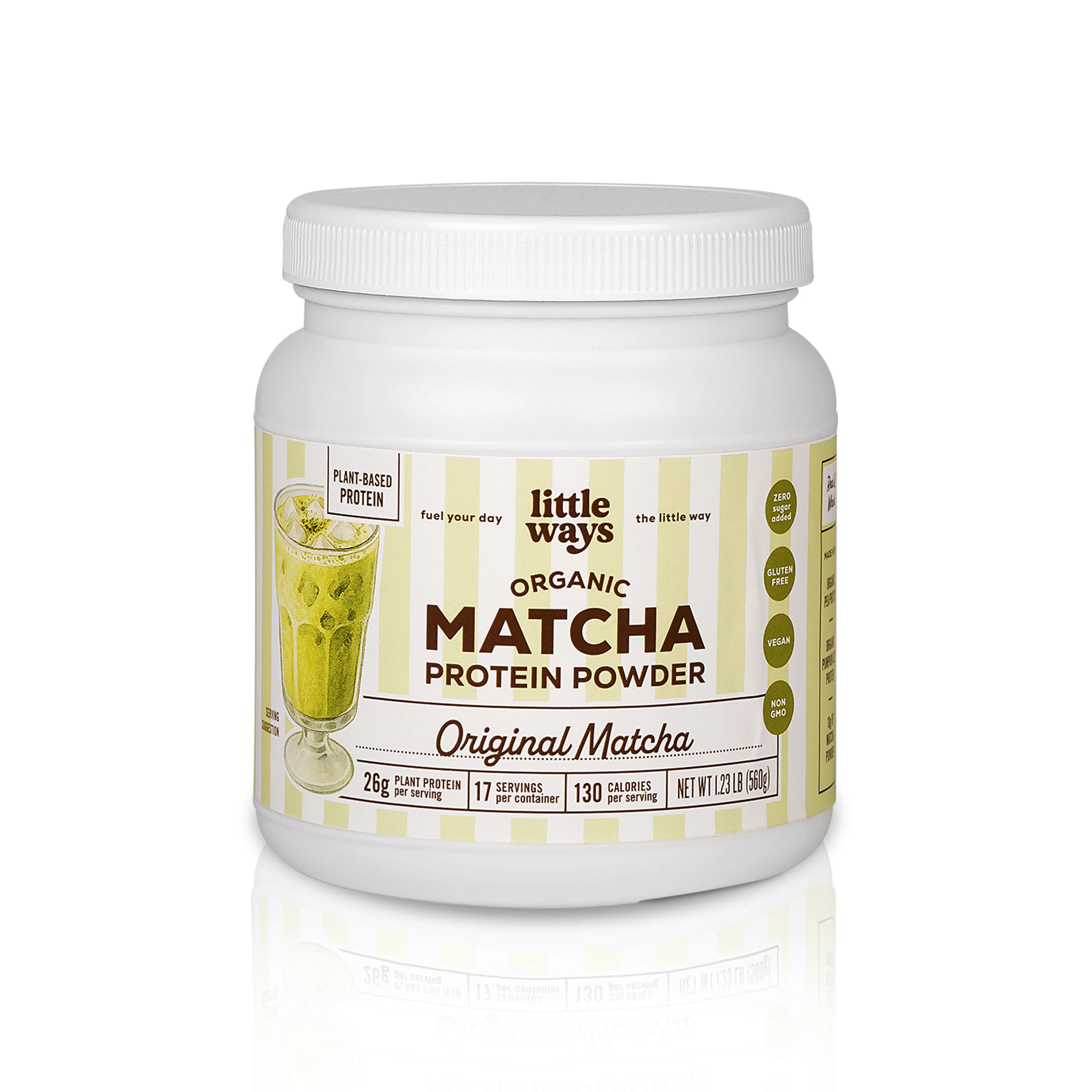 Organic Matcha Protein Powder, Ceremonial-Grade Tea, Pea & Pumpkin Plant Protein, Sugar Free, Vegan, Gluten-Free, Non-GMO, Beverage | Little Ways Sugar-Free premier Fruit Powder