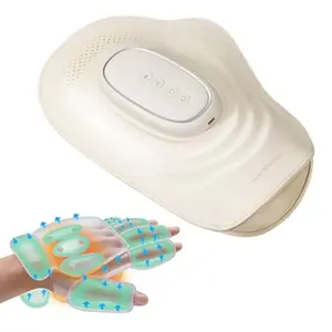 Electric Heated Hand Massager with Air Compression for Tired & Stiff Hands, 3 Massage Modes & Intensity, 3000mAh Rechargeable Cordless, 10-Min Timer for Home Relaxation (White)