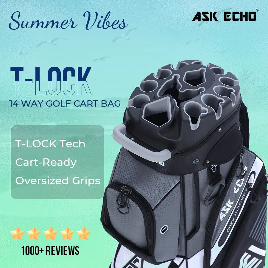 Ask Echo Golf T-LOCK Cart Bag 14 Way Organizer Dividers Quiet Golf Bag Ask Echo Golf T-LOCK Cart Bag 14 Way Organizer Dividers Quiet Golf Bag