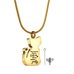 Urn Necklace for Ashes - Stainless Steel Cremation Memorial Pendant Keepsake Jewelry for Cat Pet