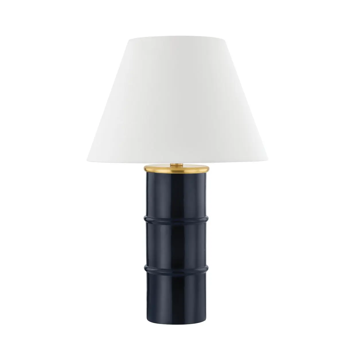 Banyan Table Lamp - Abstract Bamboo Design With Dark Navy Ceramic Base for Elegant Tabletop Accent