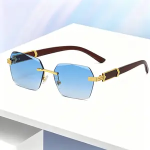 2026 Luxury Brand Designer Square  Sunglasses Women Men Fashion Vintage Popular Travel  Sun Glasses Metal rimless shade
