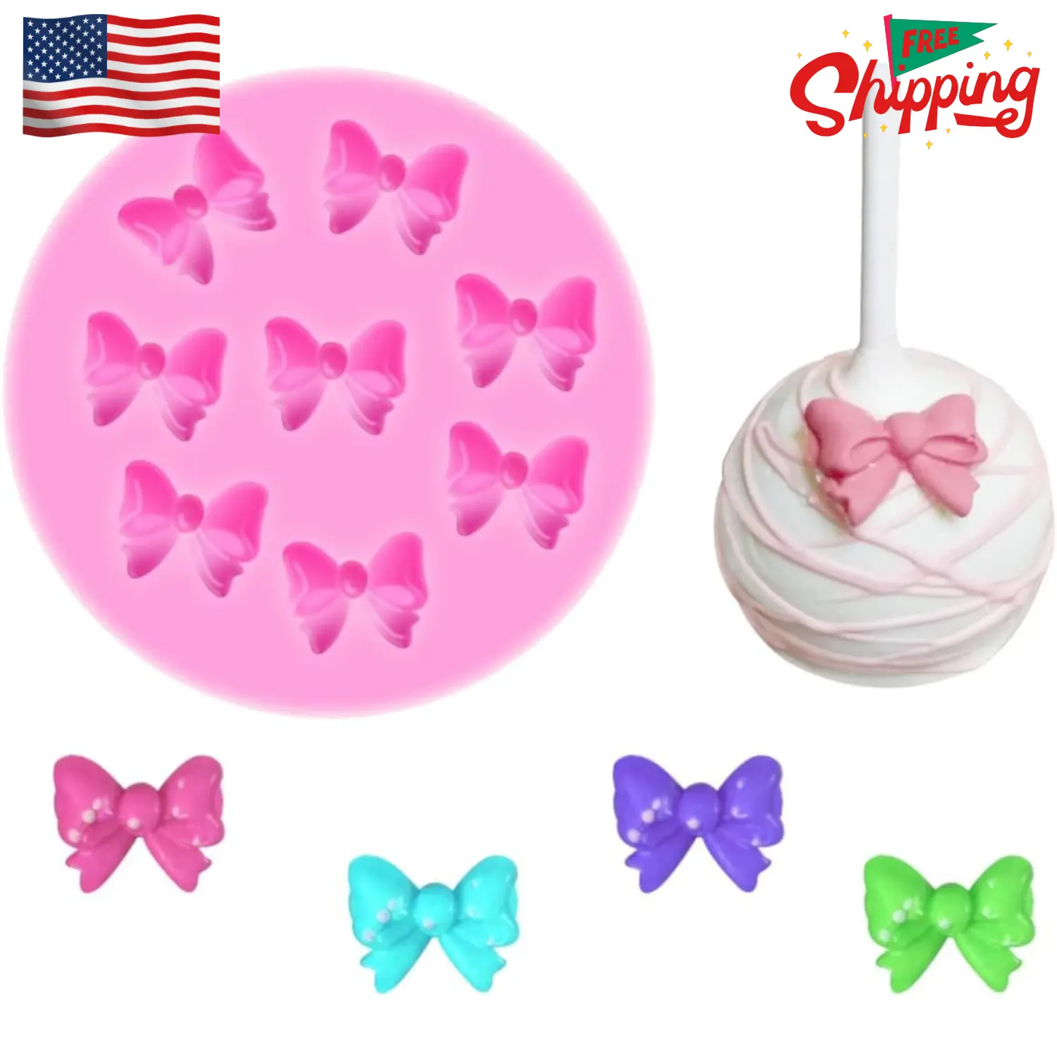 8 Mini Bows Silicone Fondant Molds Chocolate Sugar Candy Cake Pop