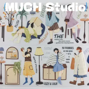 1pc (6.5*100cm), Original New Product, Daily Life Character Status Sticker, High-end Craftsmanship PET Tape, Exquisite Pattern, Versatile and Practical, Suitable for Scrapbooking, Decorating Journals, Notebooks, Greeting Cards, Photo Frames and More