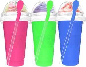 3PCS Slushie Maker Cups, DIY Magic Slushy Maker Squeeze Cups, Smoothie Slushy Cup for Juices, Milk and Ice Cream Make, Double Layer Squeeze Slushy Maker Cup, Birthday Gifts for Friends&Family