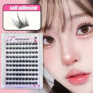 JOYLASHES Self-Adhesive Lash Kit, DIY Glue-Free Press-On False Eyelashes, 12-14mm Natural Volumizing Black Invisible Band, 100 Individual Cluster Lashes, Mink-Like Fluffy Silky Makeup Lashes
