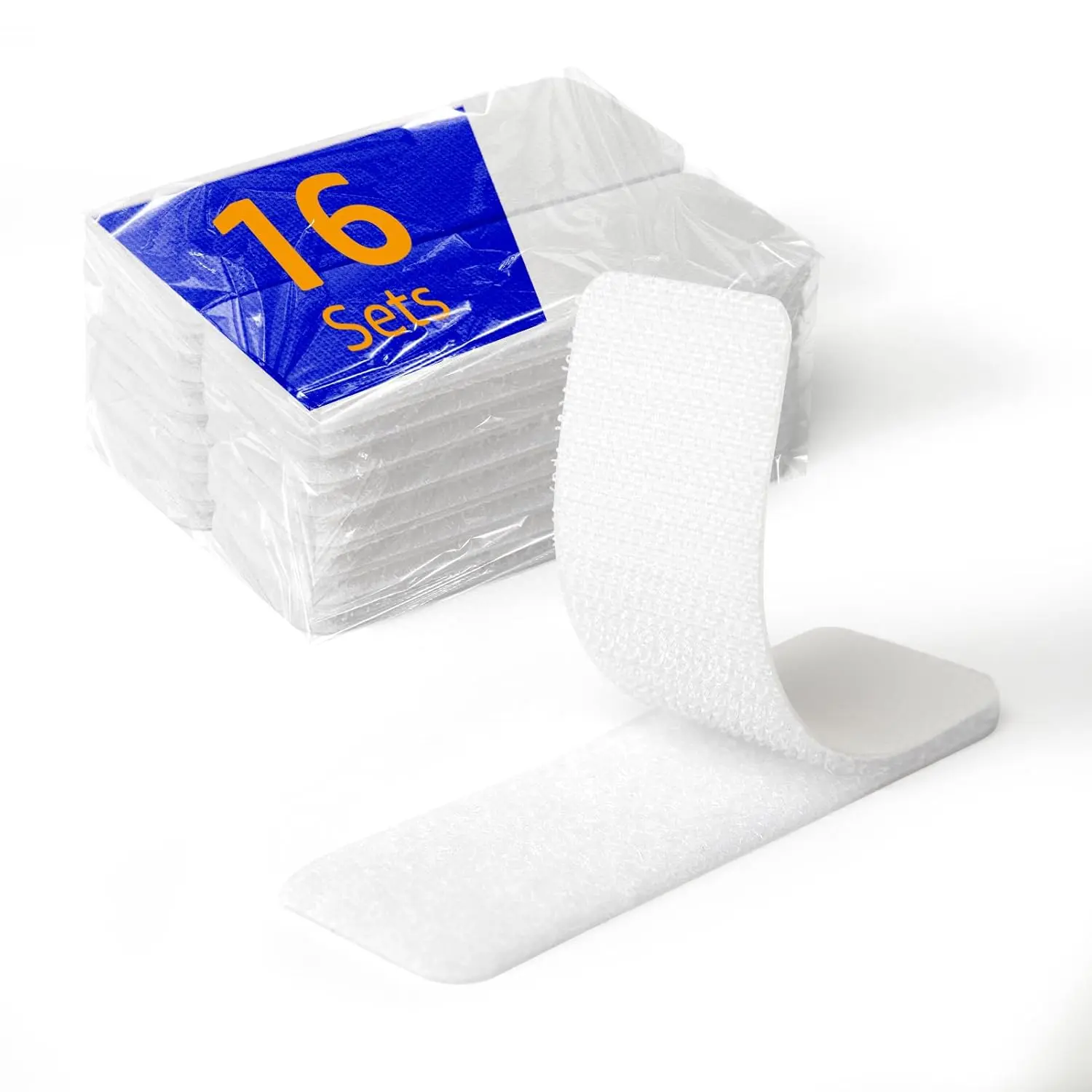 16 Sets 1 x 3 Inch Adhesive Hook and Loop Tape Fastener Strips, Heavy Duty,   Adhesive, Double-Sided Hook and Loop for Fabric, School, Classroom, Office, Dorm,  Use, White
