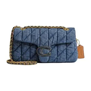 COACH Tabby 26 Medium Quilted Logo Fabric Crossbody Bag for Women in Indigo Blue