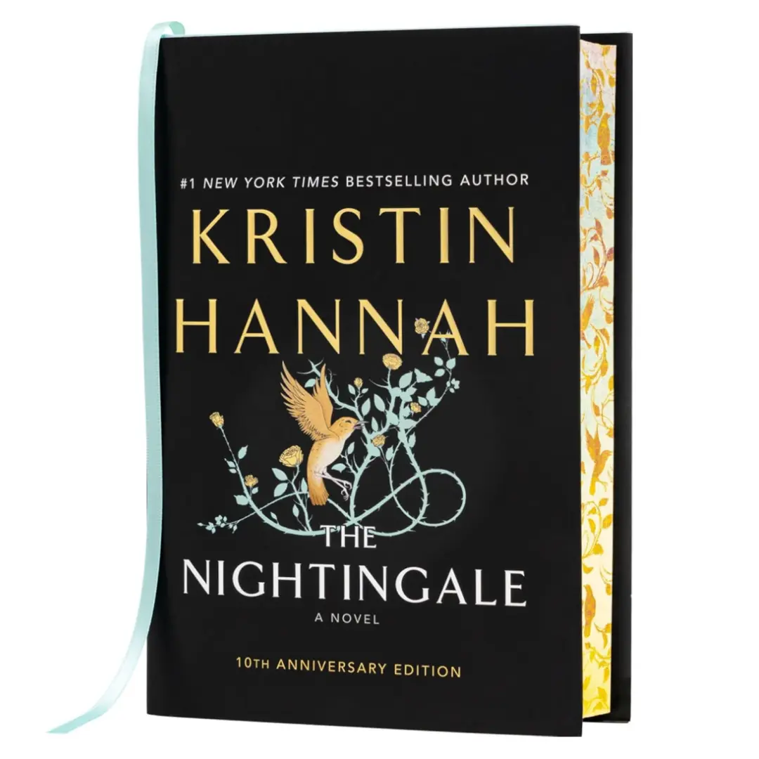 The Nightingale by Kristin Hannah (Deluxe Edition Hardcover Novel with Stenciled Edges and Ribbon Bookmark)