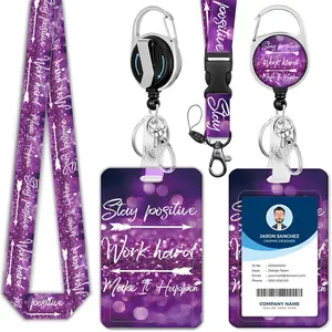 Arrow ID Badge Holder Set with Detachable Lanyard, Expandable Vertical Card Case, Fashion Name Tag Clip, Brooch Roll, Personalized Lanyard